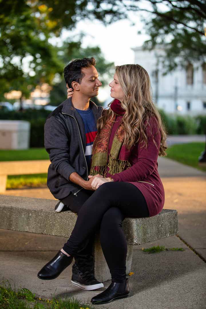 Engagement Photo Session of Couple at Detroit Institute of Arts Michigan by Olga Gamburg Wedding Photographer